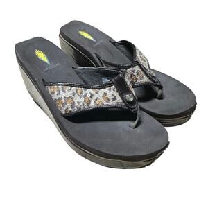 Volatile Sequin Animal Print Brown Wedge Sandals Women's Size 10 EUC
